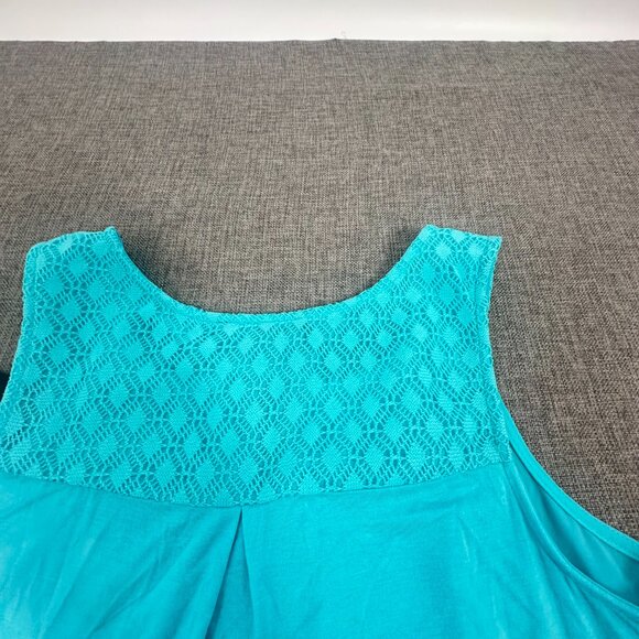 NEW! By & By Front Tie Not Tank Top Azure XS Cotton Blend $39 Lightweight - Picture 10 of 11